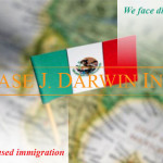 Mexican flag pinned into mexico on a map with overlay text reading "We face disputes as Family-based immigration, Case J. Darwin, INC."